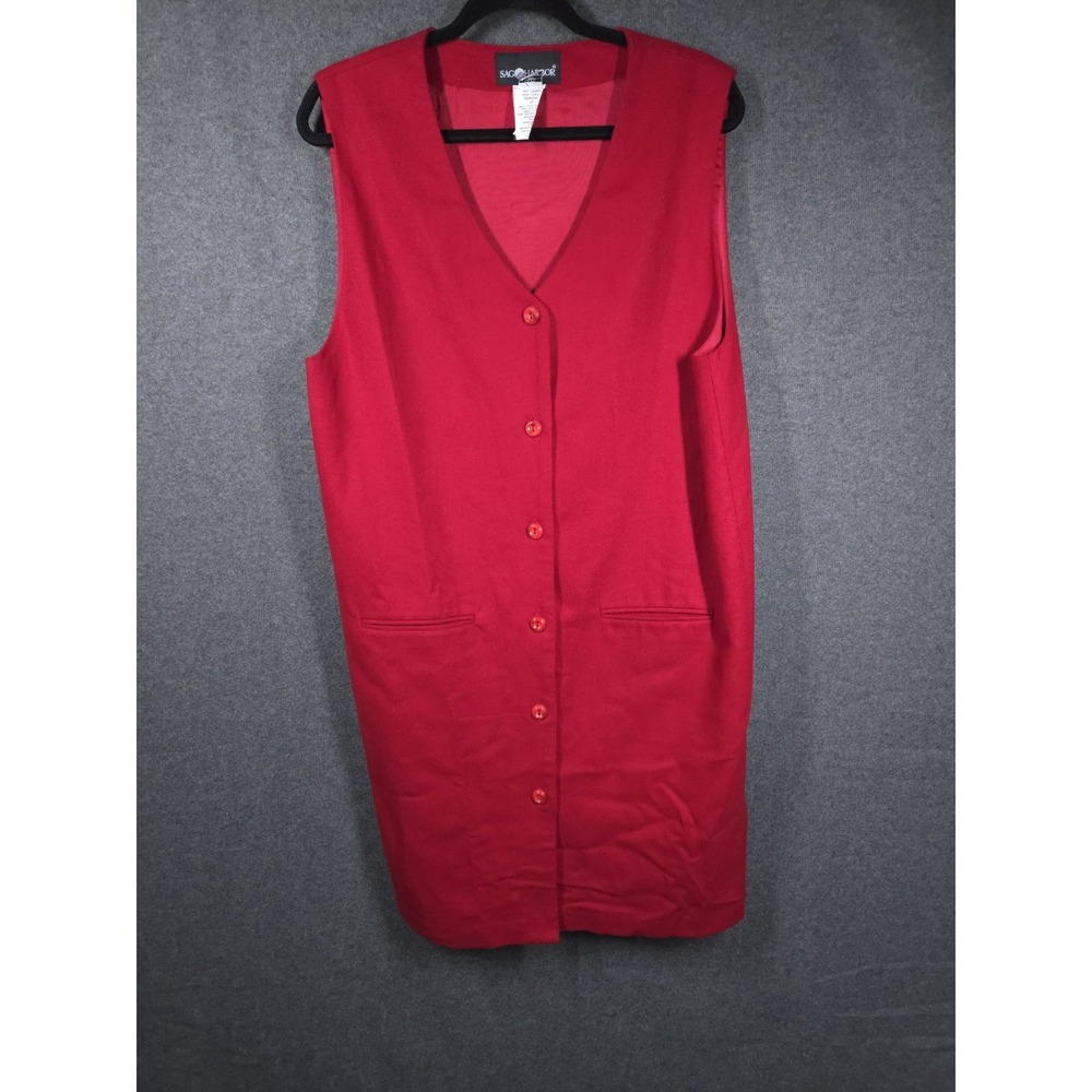 Vtg 90s Sag Harbor Red Wool Jumper Dress Womens Size 12‎ Sleeveless Retro